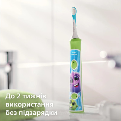 Philips Щітка зубна електр. Philips, Sonicare For Kids, 62т. колив/хв, насадок-2, світло-зелений