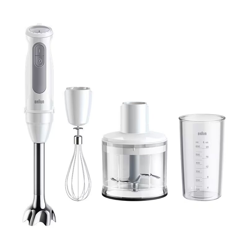Braun Блендер заглибний MultiQuick 5, 1000Вт, чаша-600мл, вінчик, міні-подріб., білий