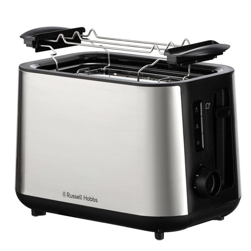 Russell Hobbs Тостер Heaton, нержав., підігрів, розморожування, чорний+нерж