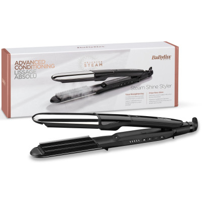 BaByliss ST496E, Випрямляч для волосся з функцією парі, 67 Вт, чорний