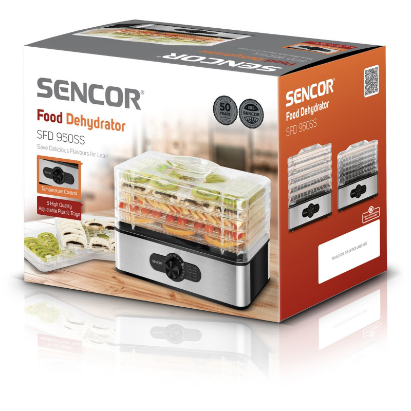 Sencor Сушка для продуктів SFD950SS, 240Вт, 5 піддонів