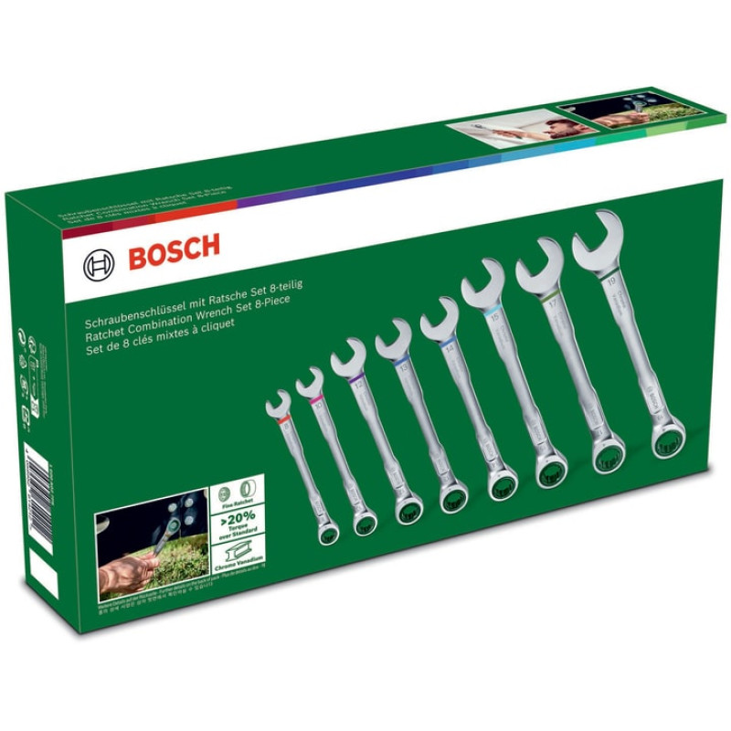 Bosch Ключі комбіновані, набір 8шт, 6-19мм