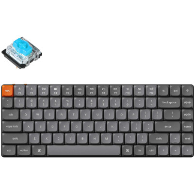 Keychron Клавіатура механічна K3 Max 84Key, Gateron MX 2.0 Blue, WL/BT/USB-A, QMK, Hot-swap, EN/UKR, RGB, чорний