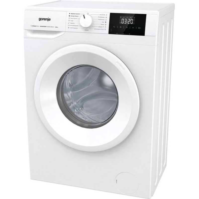 Gorenje Пральна машина фронтальна, 6кг, 1000, A+++, 43.5см, дисплей, пар, інвертор, білий