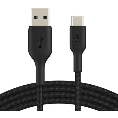 Belkin Кабель USB-A > USB-C заряджання/синхронізації 2м, 15Вт, Type-C, плетен, чорний