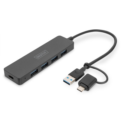 Digitus Хаб DIGITUS USB-A/C > 4хUSB-А, 0,2 м, активний (опція)