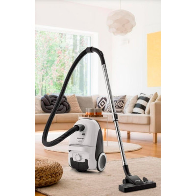 Gorenje Пилосос мішковий, 800Вт, 3л, вага-6.5кг, HEPA, індикатор, телескоп, білий