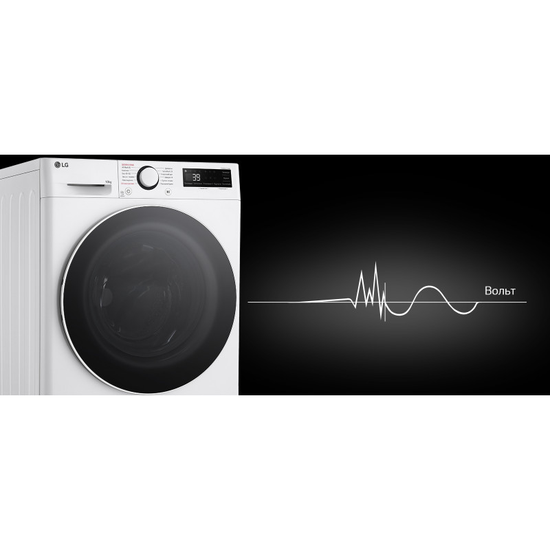 LG Пральна машина фронтальна, 10кг, 1400, A, 57см, дисплей, пара, інвертор, білий