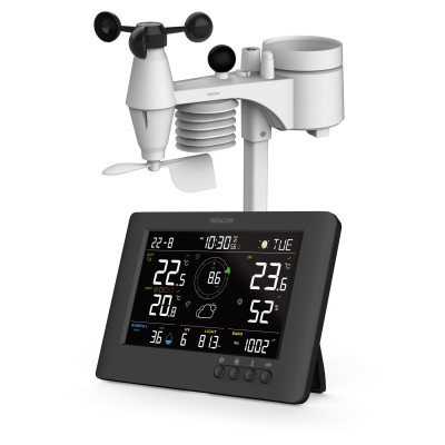 Sencor Метеостанція Sencor, внутр/зовн вимірювання, від мережі/CR2032x1+AAx3, темп-ра, вологість, час, прогноз погоди, атмосферний тиск, шв. вітру, чорний Sencor Метеостанція Sencor, внутр/зовн вимірювання, від мережі/CR2032x1+AAx3, темп-ра, вологість, час, прогноз погоди, атмосферний тиск, шв. вітру, чорний