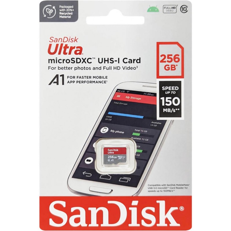 SanDisk Карта пам'яті microSD 256GB C10 UHS-I R150MB/s Ultra