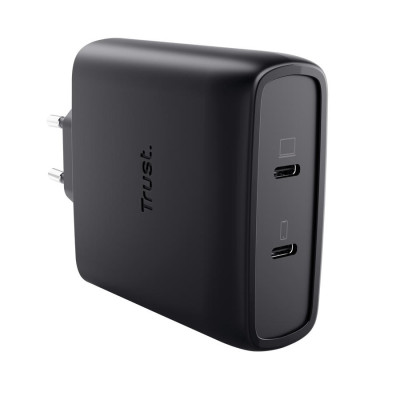 Trust Зарядний пристрій мережевий Maxo 100Вт, GaN, 2xUSB-C ,PD/PPS, чорний