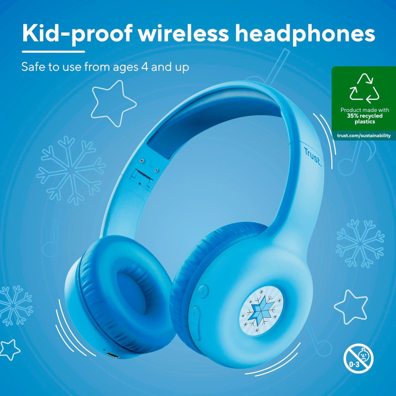 Trust Навушники On-ear Nouna Kids, Wireless, Mic, Синій
