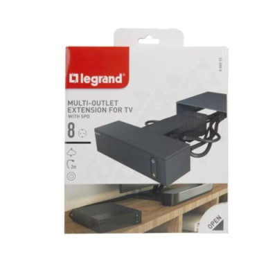 Legrand Підовжувач мережевий кутовий ТБ, 2м, 4xТипF, 16A, фільтр, чорний