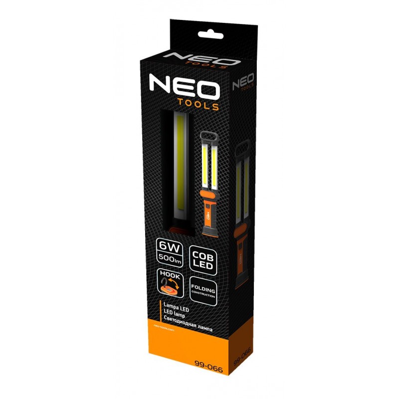 Neo Tools Ліхтар інспекційний, 500 люмен, 6 Вт, 2400 мАг, 3.7 Li-ion, COB LED, IP20