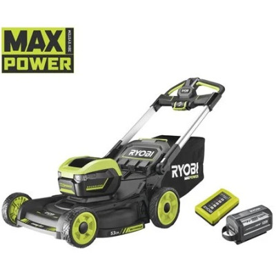 Ryobi Газонокосарка акумуляторна RY36LMXSP53A-160 самохідна MAX POWER 36В акб 1х6А·год дека 53см 70л 20-100мм 3в1 LED-фари до 3200м.кв