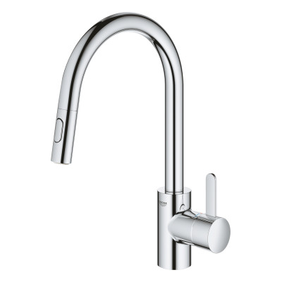 Grohe Змішувач для кухні Via Cosmo, довж.виливу - 223мм, поворотний/витяжний, 1важіль, хром