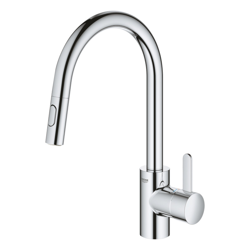 Grohe Змішувач для кухні Via Cosmo, довж.виливу - 223мм, поворотний/витяжний, 1важіль, хром