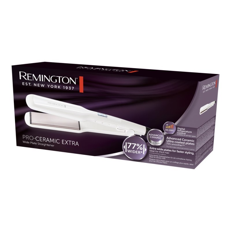 Remington Випрямляч Pro-Ceramic Extra, темп.режимов-9, 150-230С, чохол, кераміка, білий