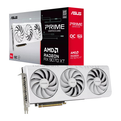ASUS Відеокарта Radeon RX 9070 XT 16GB GDDR6 OC PRIME-RX9070XT-O16G-WHITE білий