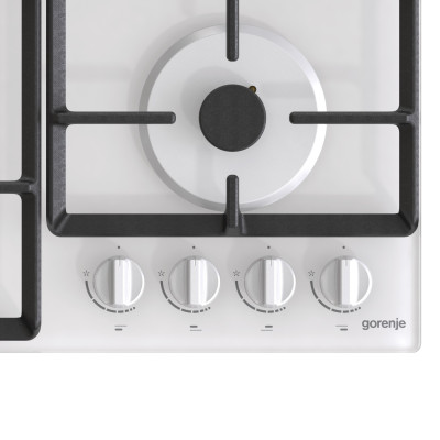 Gorenje Варильна поверхня газова на склі, 60см, чугун, білий