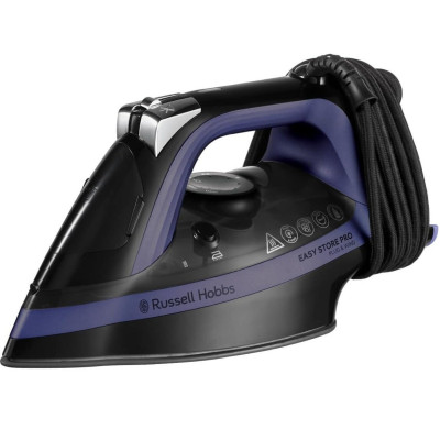 Russell Hobbs Праска Easy Store Pro, 2400Вт, 320мл, паровий удар -200гр, постійна пара - 50гр, зберігання шнура, керам. підошва, чорно-синій