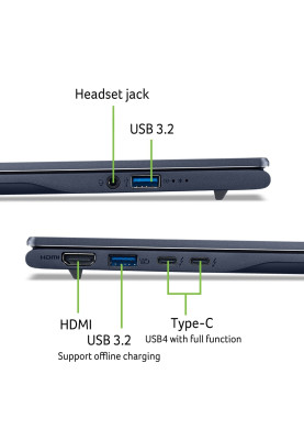 Acer Ноутбук Swift 14 AI SF14-51 14" WUXGA OLED, Intel U5-226V, 16GB, F1TB, UMA, Win11, синій