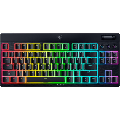 Razer Клавіатура механічна Razer BlackWidow V4 Low-profile TKL HyperSpeed, 87key, Green Switch, USB-A/WL/BT, EN, RGB, чорний
