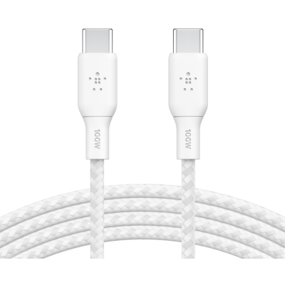 Belkin Кабель заряджання/синхронізації USB-С > USB-С 3м, 100Вт, плетений, білий
