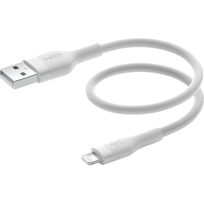 Belkin Кабель заряджання/синхронізації USB-A > Lightning, 2м, силіконовий з кліпсою, білий