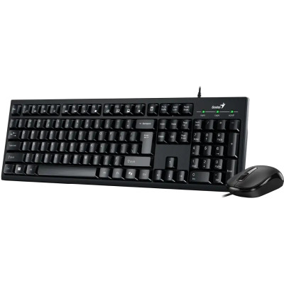 Genius Комплект клавіатура та миша Genius KM-100SE, AI, EN/UKR, чорний