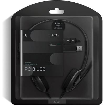 Epos Гарнітура комп'ютерна стерео On-Ear PC 8 Chat, USB, односпрямований, 2м, Чорний