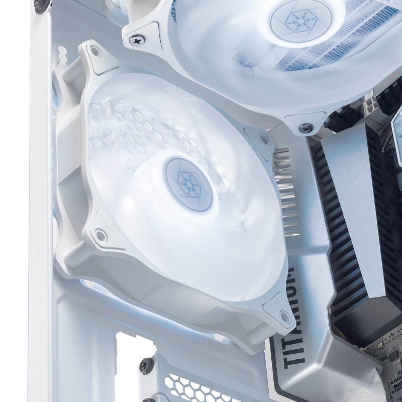 SilverStone Корпусний вентилятор Air Blazer 120RW-ARGB, 120мм, 600-2200rpm, 4pinPWM, 3pin +5VARGB, 7.4-35.6dBa, білий