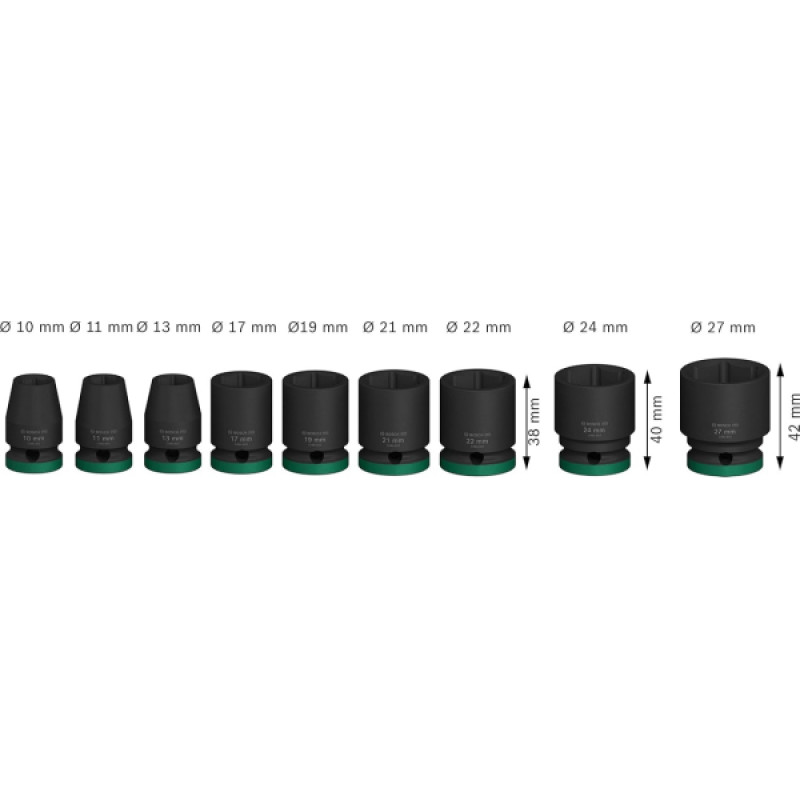 Bosch Набір ударних торцевих головок Professional Standart 9шт 1/2"