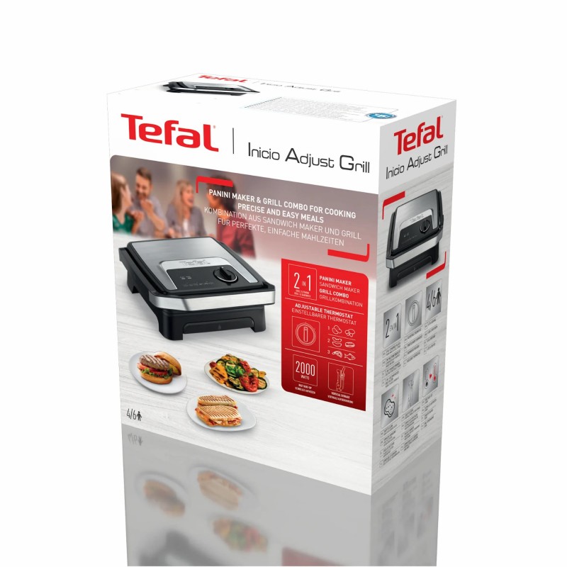 Tefal Гриль прижимний Inicio Classic 2000Вт, темп. режимів-3, метал, чорний