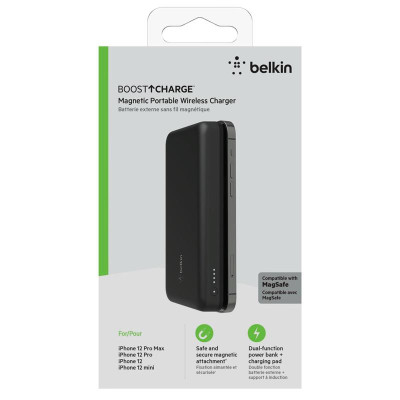Belkin Портативний зарядний пристрій MagSafe 10000mAh, Wireless Power Bank, black