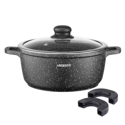 ARDESTO Кастрюля зі скляною кришкою Gemini Anzio, 5л, алюміній, чорний