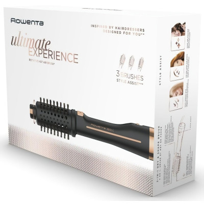 Rowenta Фен-щітка Ultimate Experience, 750Вт, 1 режими, іоніз-я, оберт.насадок, кераміка, чорний