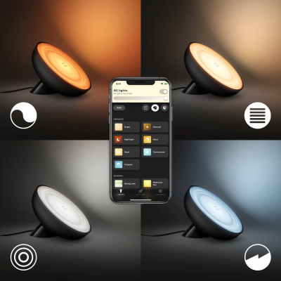 Philips Hue Настільний світильник розумний Bloom, 2000K-6500K, RGB, ZigBee, Bluetooth, димування, чорний