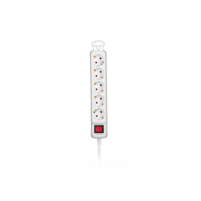 2E Мережевий подовжувач 5XSchuko з вимикачем, 3G*1.5мм, 5м, white