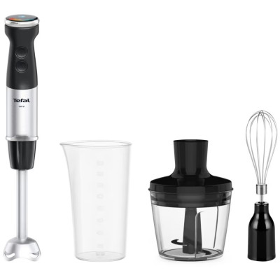 Tefal Блендер заглибний Quickchef+ 1000Вт, 3в1, чаша-800мл, чопер-500мл, турборежим, сріблясто-чорний