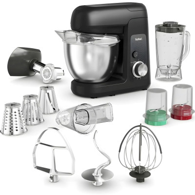 Tefal Кухонная машина Bake Partner 1100Вт, чаша-метал, корпус-пластик, насадок-8, чорний