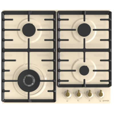 Gorenje Варильна поверхня газова, 60см, чавун, бежевий