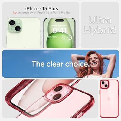 Spigen Чохол для Apple iPhone 15 Plus Ultra Hybrid, Red Crystal