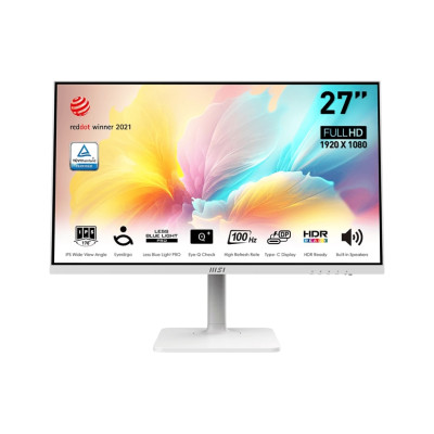 MSI Монітор 27" Modern MD2712PW HDMI, USB-C, IPS, 100Hz, 1ms, sRGB 117%, AdaptiveSync, Pivot, білий
