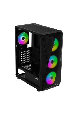 2E Gaming Корпус Aruba G3313W, без БР 1xUSB3.0, 2xUSB2.0, 5x120мм ARGB, VGA 300мм, LCS ready, HUB, TG Side Panel, ATX, чорний