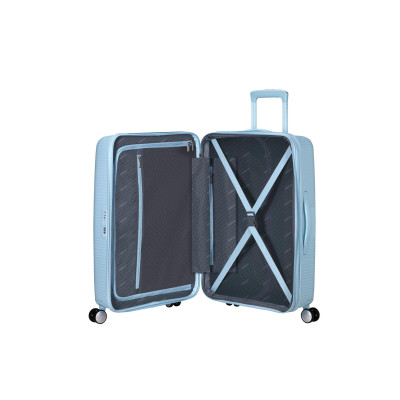 American Tourister Валіза American Tourister, Soundbox, поліпропілен, середня, 67см, 71.5/81л, TSA, 4 колеса, EXP, пастельно-блакитний