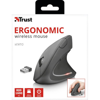 Trust Миша Verto Ergonomic WL BLACk