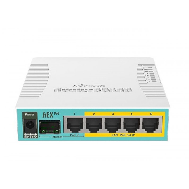 MikroTiK Маршрутизатор hEX PoE 5xGE/PoE, 1xSFP, 1xUSB, RouterOS L4