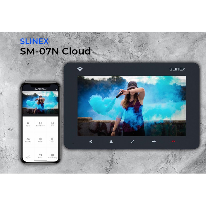Slinex Відеодомофон SM-07N Cloud, IPS 7", детектор руху, переадресація, графітовий