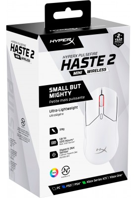 HyperX Миша Pulsefire Haste 2 mini, RGB, USB-A/WL/BT, білий